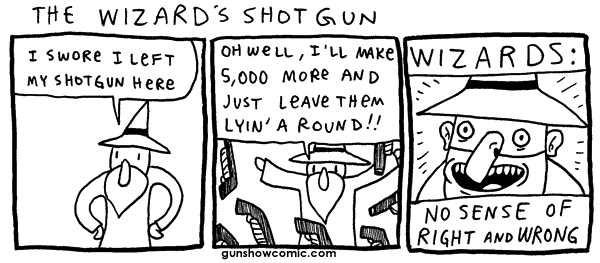 wizard with a gun cartoon